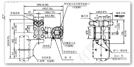 EJA115型微小流量变送器管件图